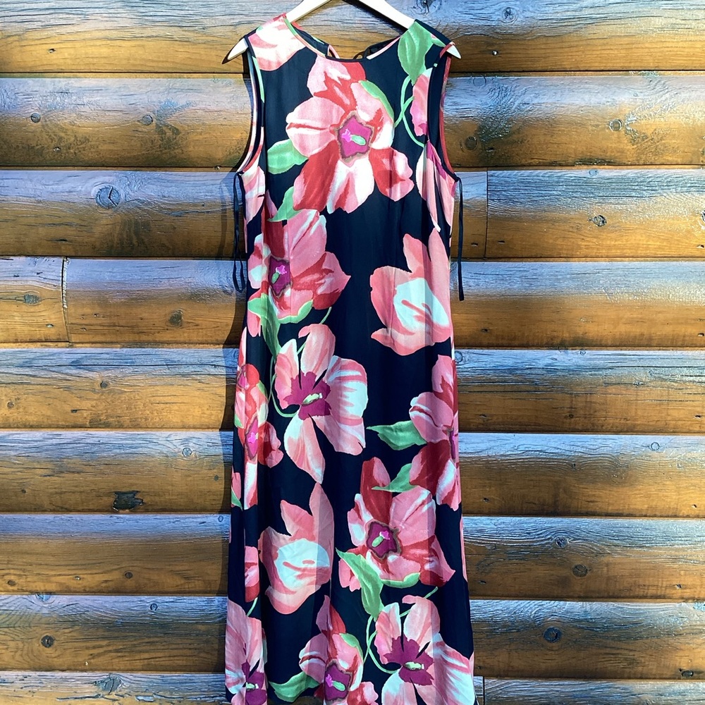 Talbots MAXI Silk DRESS FLORAL Paradise VNUC